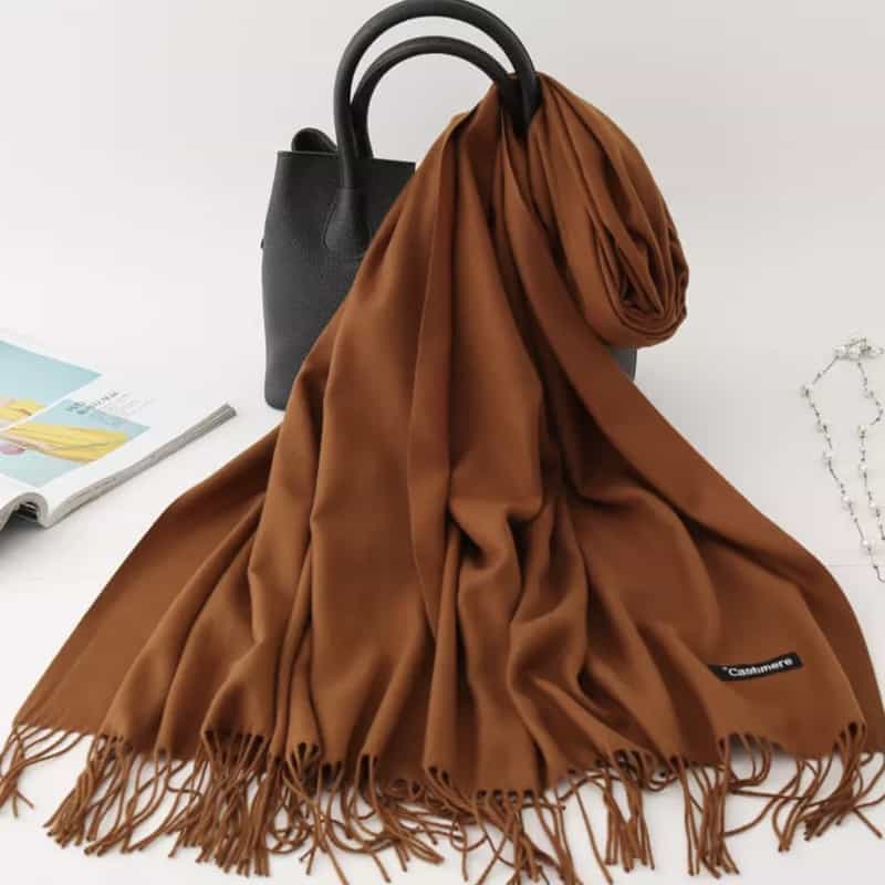 zoet omvatten openbaring Emilie Scarves pashmina sjaal cashmere omslagdoek bruin 200X63cm – Navidarte