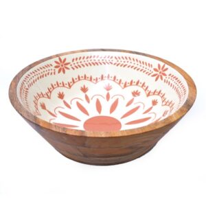 Houten mango schaal zacht oranje L 40 cm