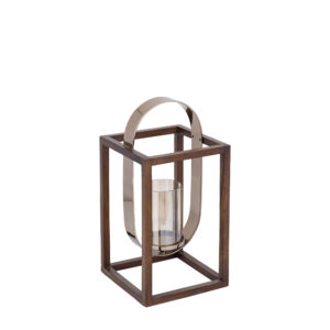PTMD Shirah Brown stainless steel wooden latern  S