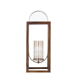 PTMD Shirah Brown stainless steel wooden latern  L