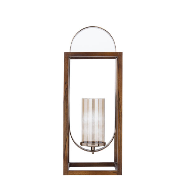 PTMD Shirah Brown stainless steel wooden latern  L