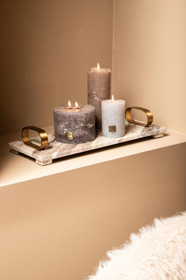 PTMD Lieka Beige marmeren tray met gouden handvaten - Afbeelding 4