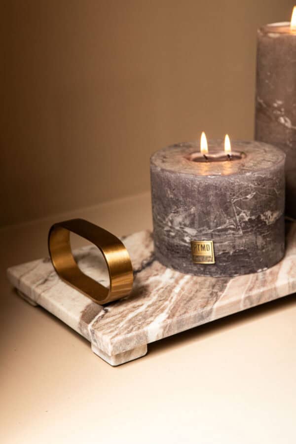 PTMD Lieka Beige marmeren tray met gouden handvaten - Afbeelding 3