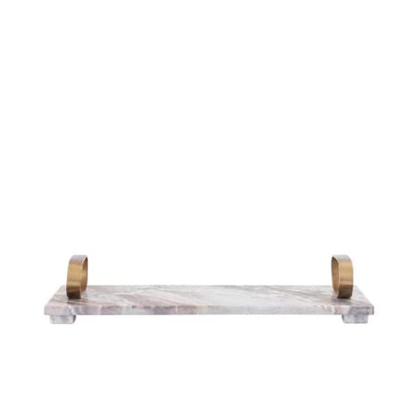 PTMD Lieka Beige marmeren tray met gouden handvaten - Afbeelding 2