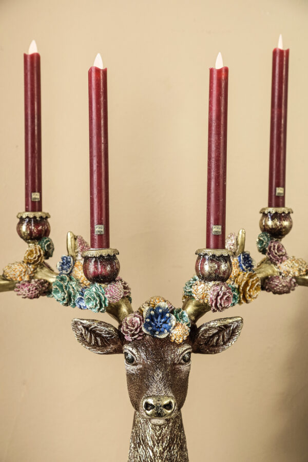 PTMD - Deane Burgundy poly reindeer candle holder flowers - Afbeelding 2