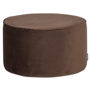Poef laag 36 x Ø60 cm velvet donkerbruin