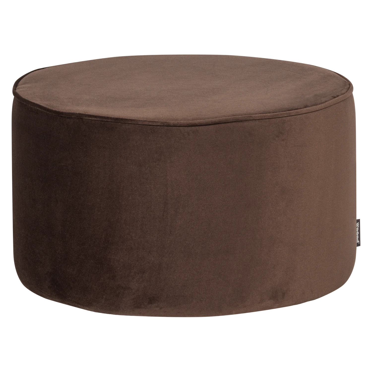 Poef laag 36 x Ø60 cm velvet donkerbruin