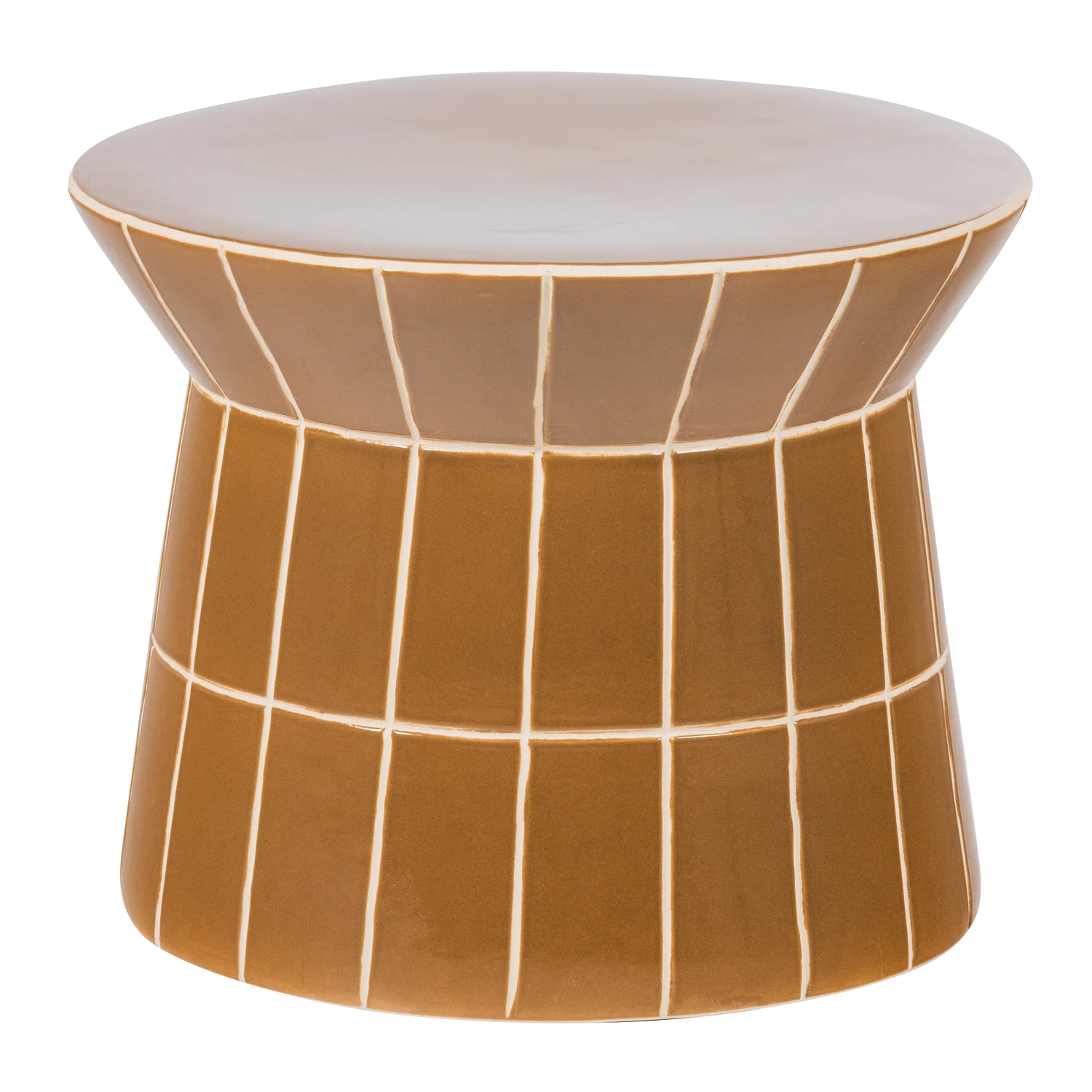 Decoratieve bijzettafel Ø38X30 cm keramiek honinggeel