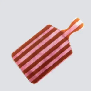Glazen borrelplank rood/roze gestreept – 45 x 23 cm XL