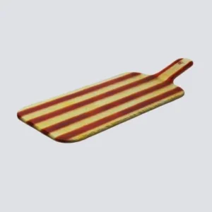 Glazen borrelplank amber/bruin gestreept – 38 x 15 cm L
