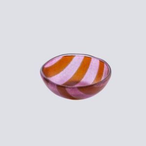 Schaaltje glas rood roze gestreept - 12 x 5 cm