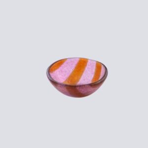 Schaaltje glas rood/roze gestreept - 9 x 4 cm XS