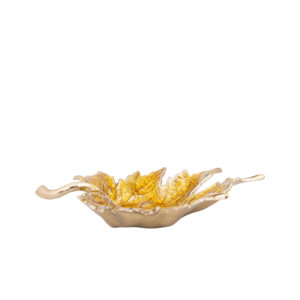 PTMD Plumie Gold schaal – Esdoornblad 18,5 x 16,0 x 3,0 cm