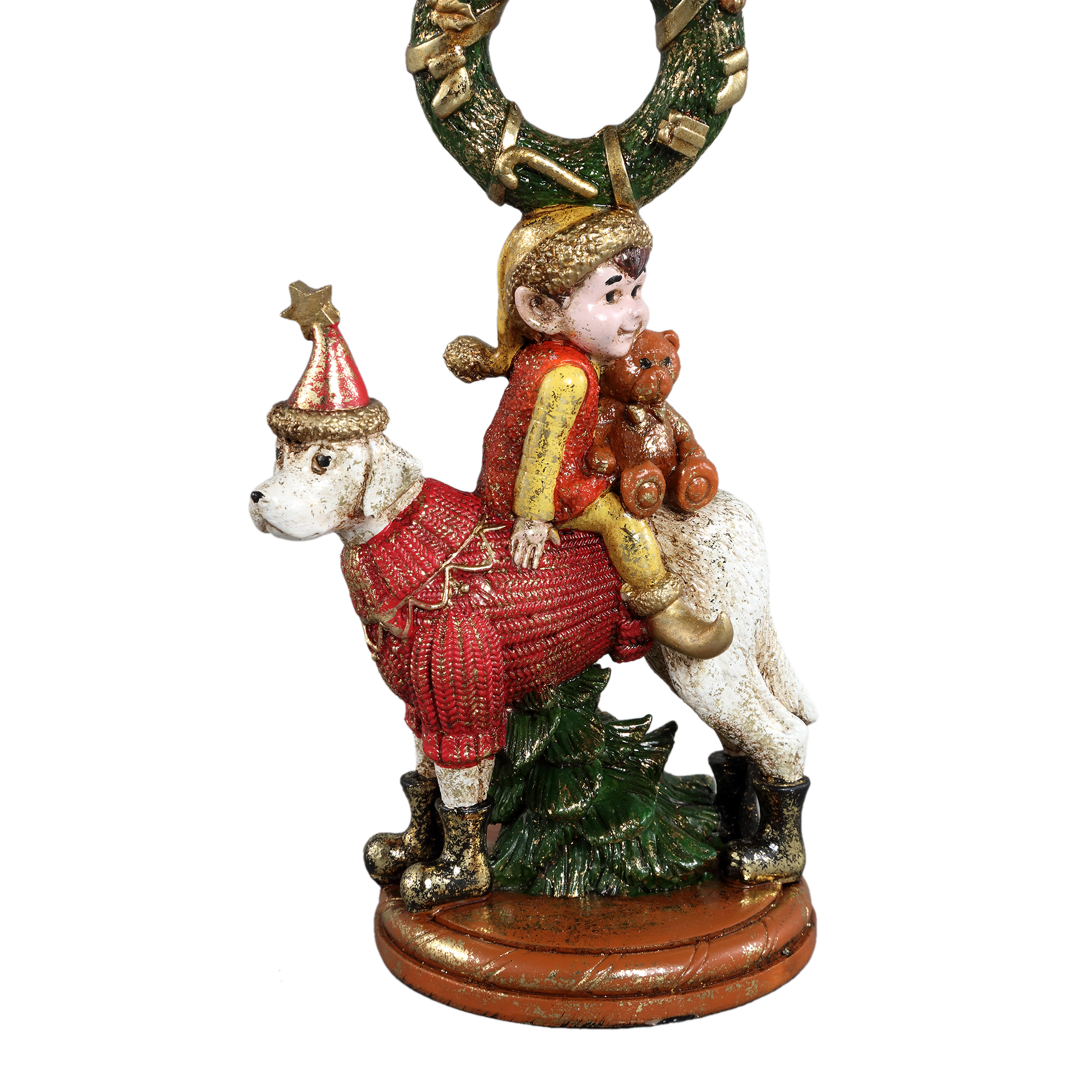 PTMD Noel Red Kandelaar Eekhoorn & Hond – Multicolor & Goud - Afbeelding 2