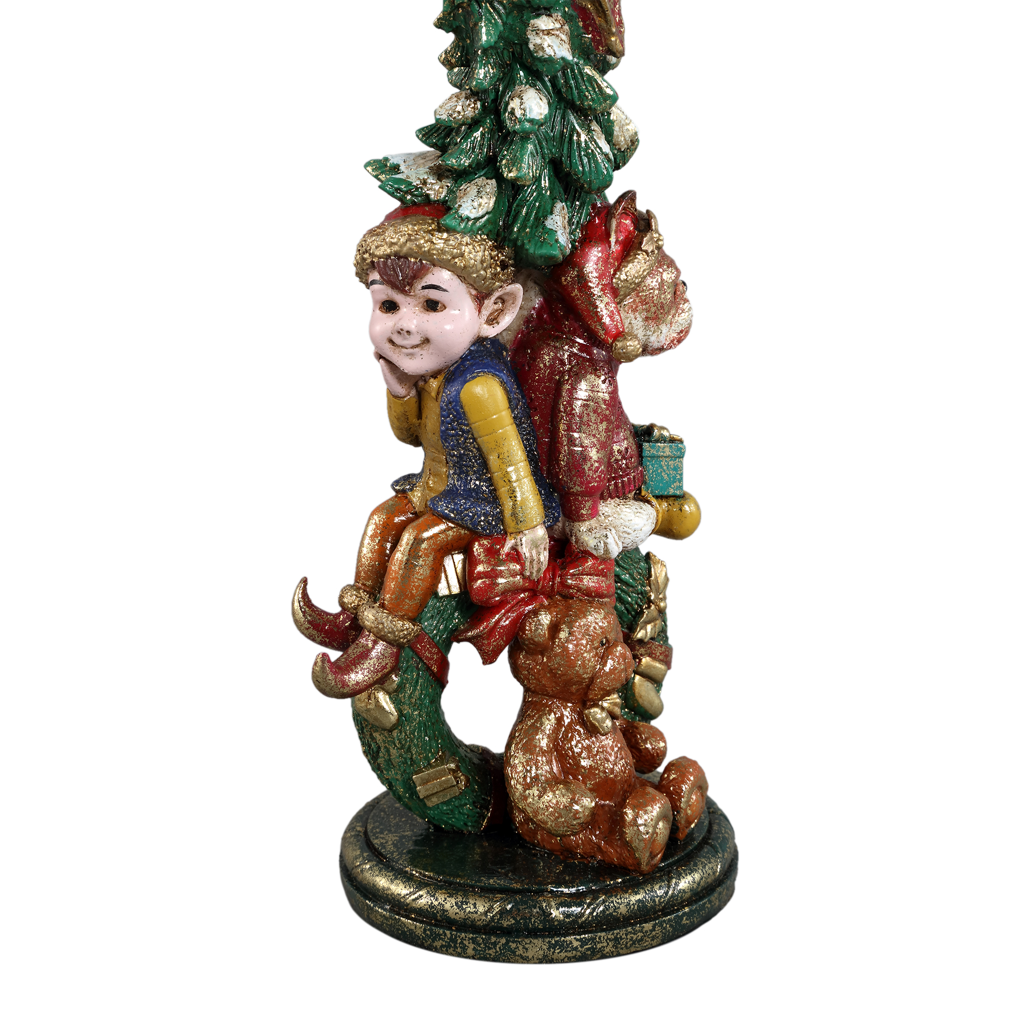 PTMD Noel Moss Green Kandelaar Hond & Beer – Groen & Goud - Afbeelding 2