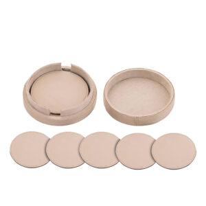 PTMD Delcia Beige Vegan Leren Onderzetters – Set van 6