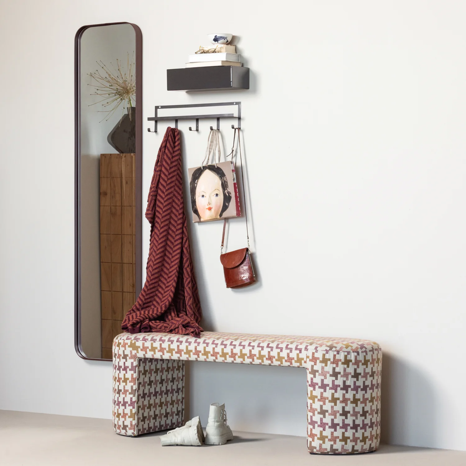 spiegel 170x40 cm metaal bordeaux rood - Wordt niet verstuurd - Afbeelding 2