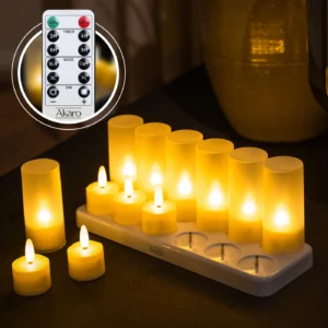 Akaro Tealight Grande - 12 Oplaadbare Waxinelichtjes